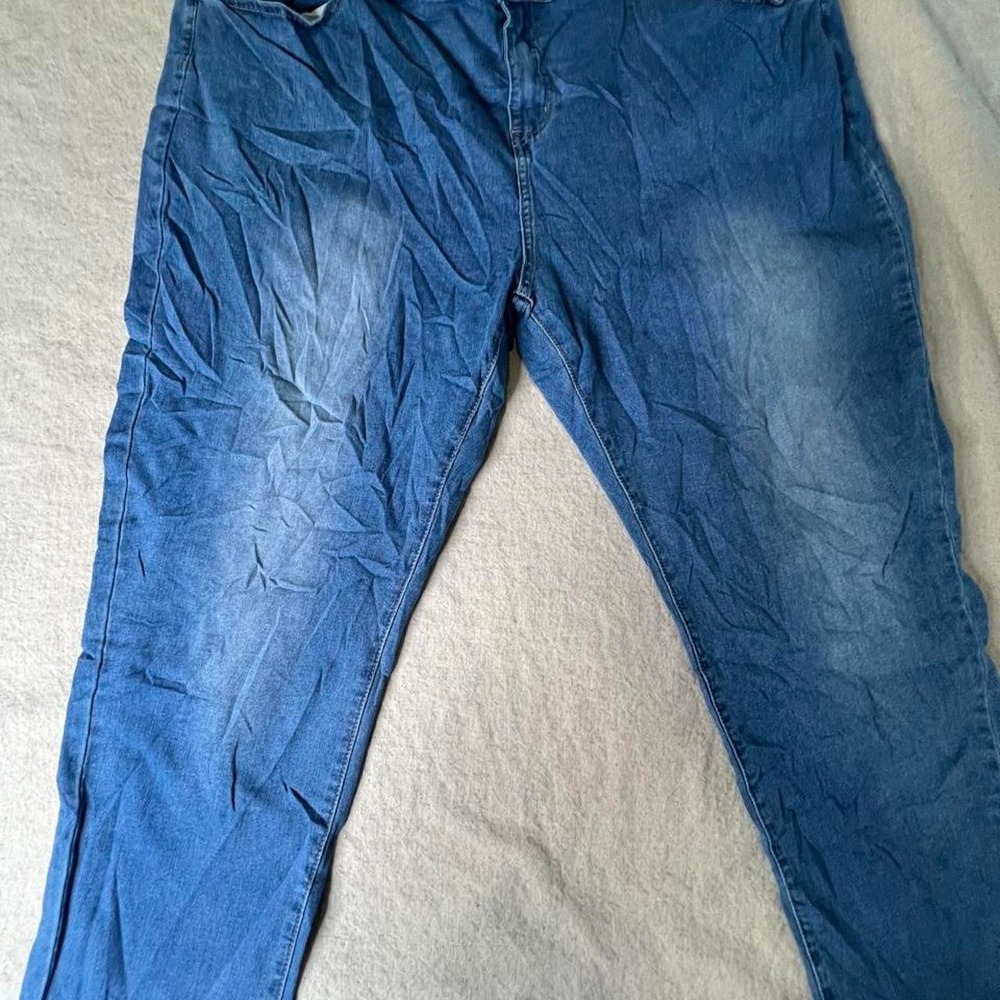 Womens Blue Denim Jeans Plus Size 7XL 26 Medium Wash Straight Leg Stretch